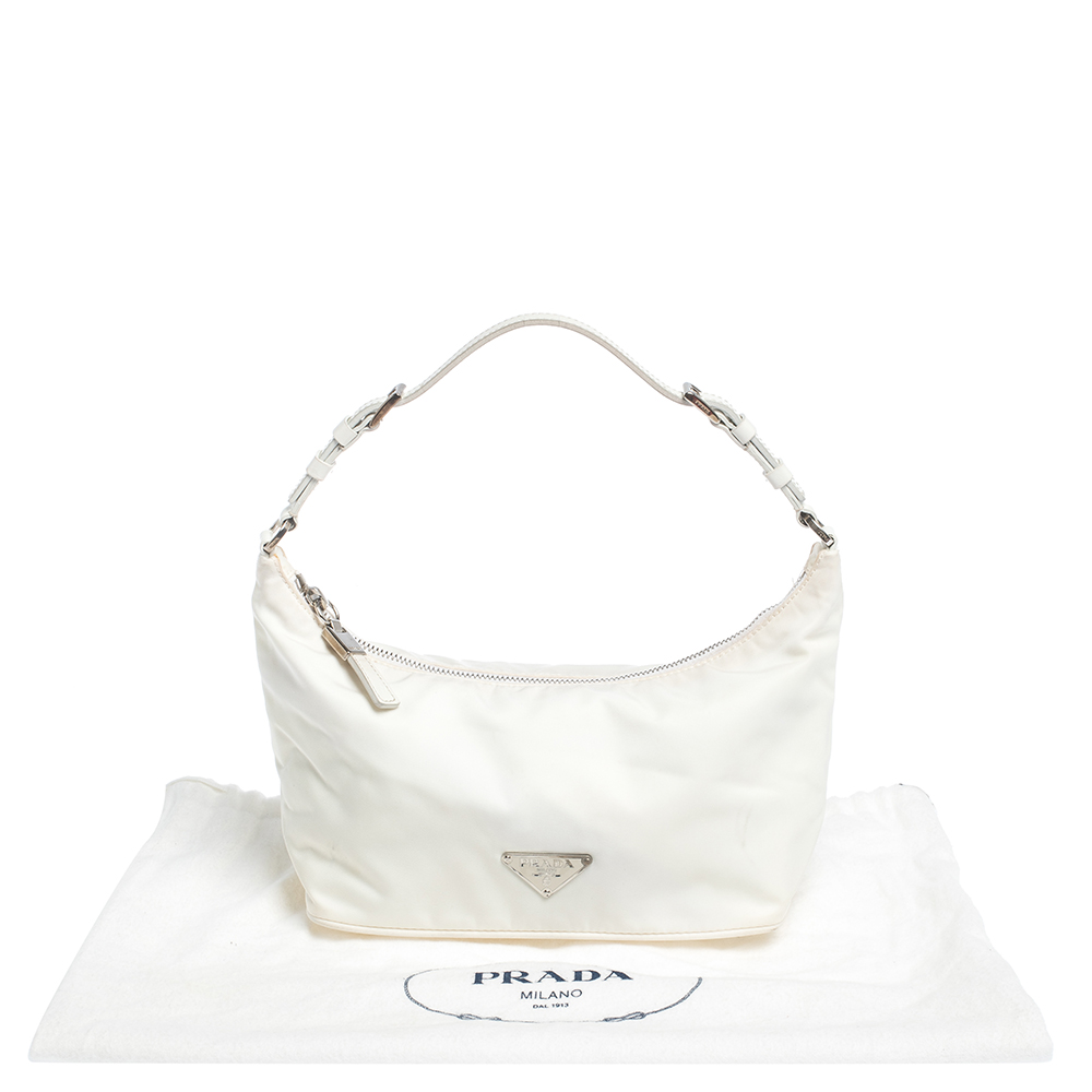 Prada White Nylon Pochette Bag Prada