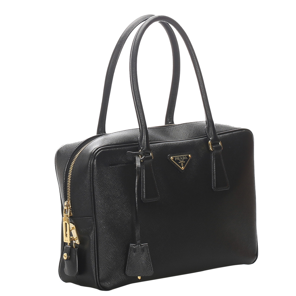 

Prada Black Saffiano Leather Bauletto Bag