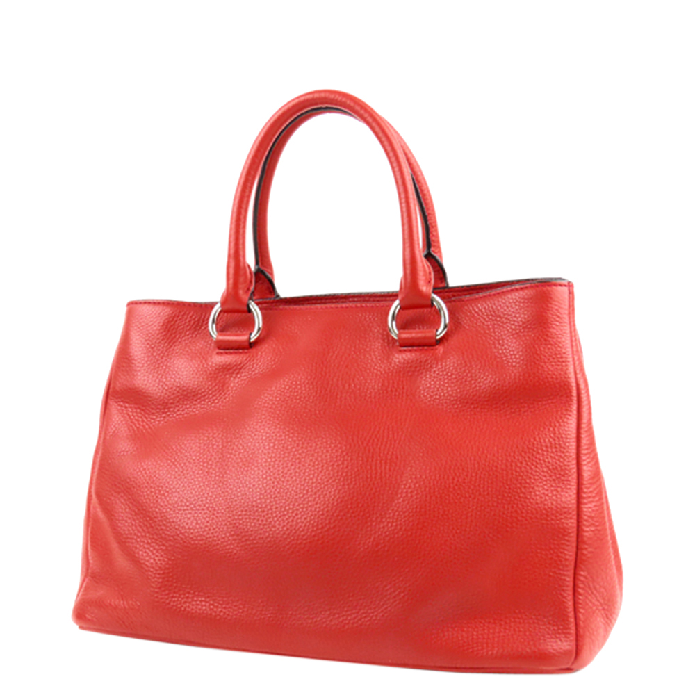 

Prada Red Vitello Daino Leather Satchel Bag