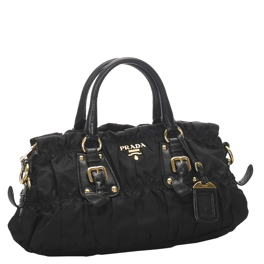 

Prada Black Tessuto Nylon Gaufre Satchel Bag