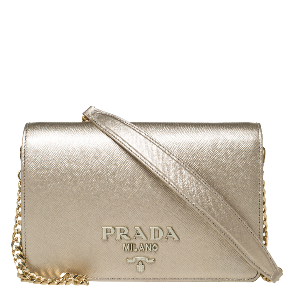 saffiano leather shoulder bag prada