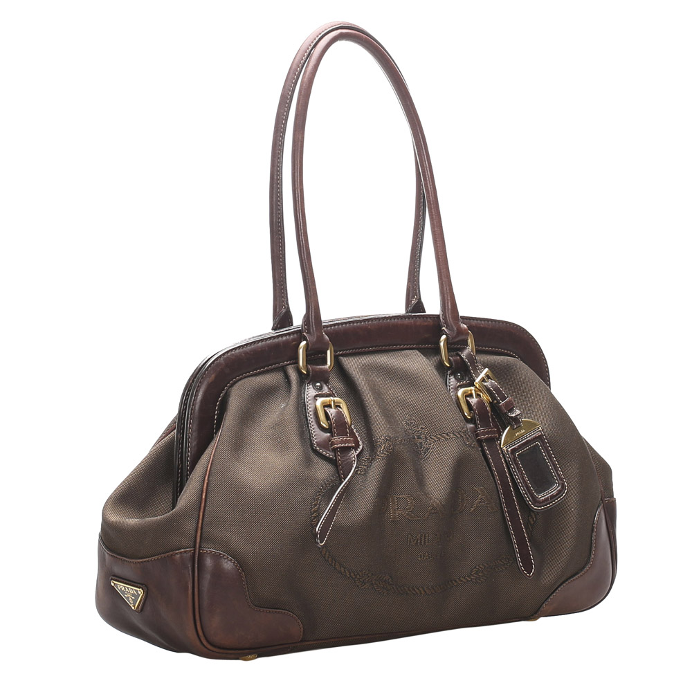 

Prada Brown/Dark Brown Canvas Frame Shoulder Bag