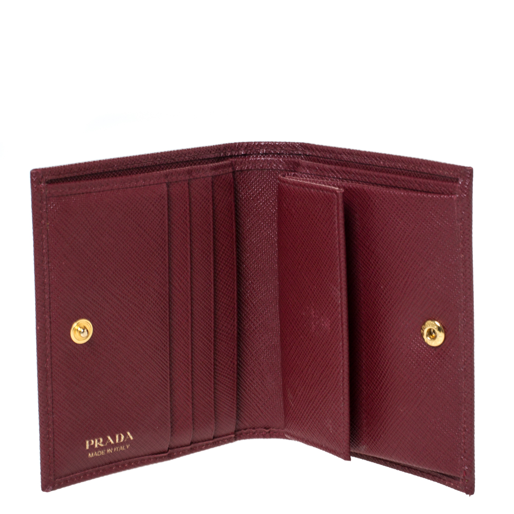 

Prada Red Saffiano Lux Leather Compact Wallet