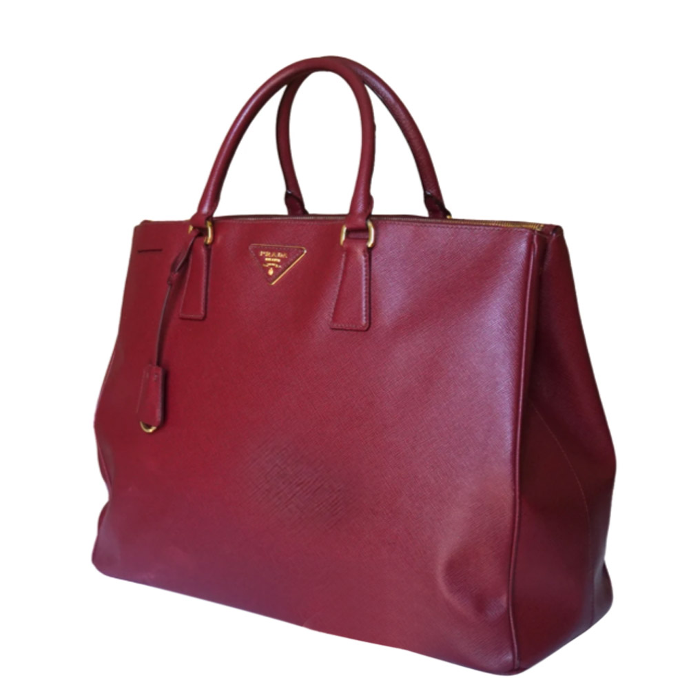 

Prada Burgundy Saffiano Leather Large Galleria Double Zip Tote