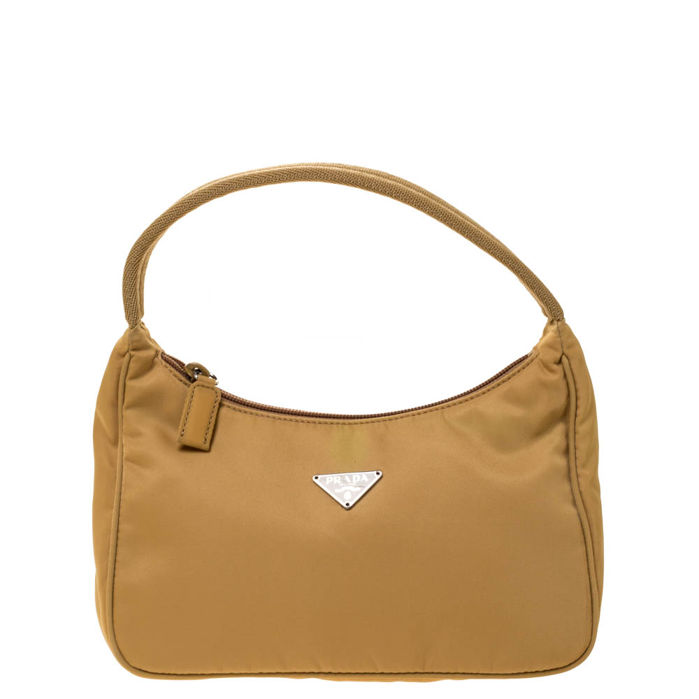 Pre Owned Prada Yellow Nylon Mini Pochette Bag