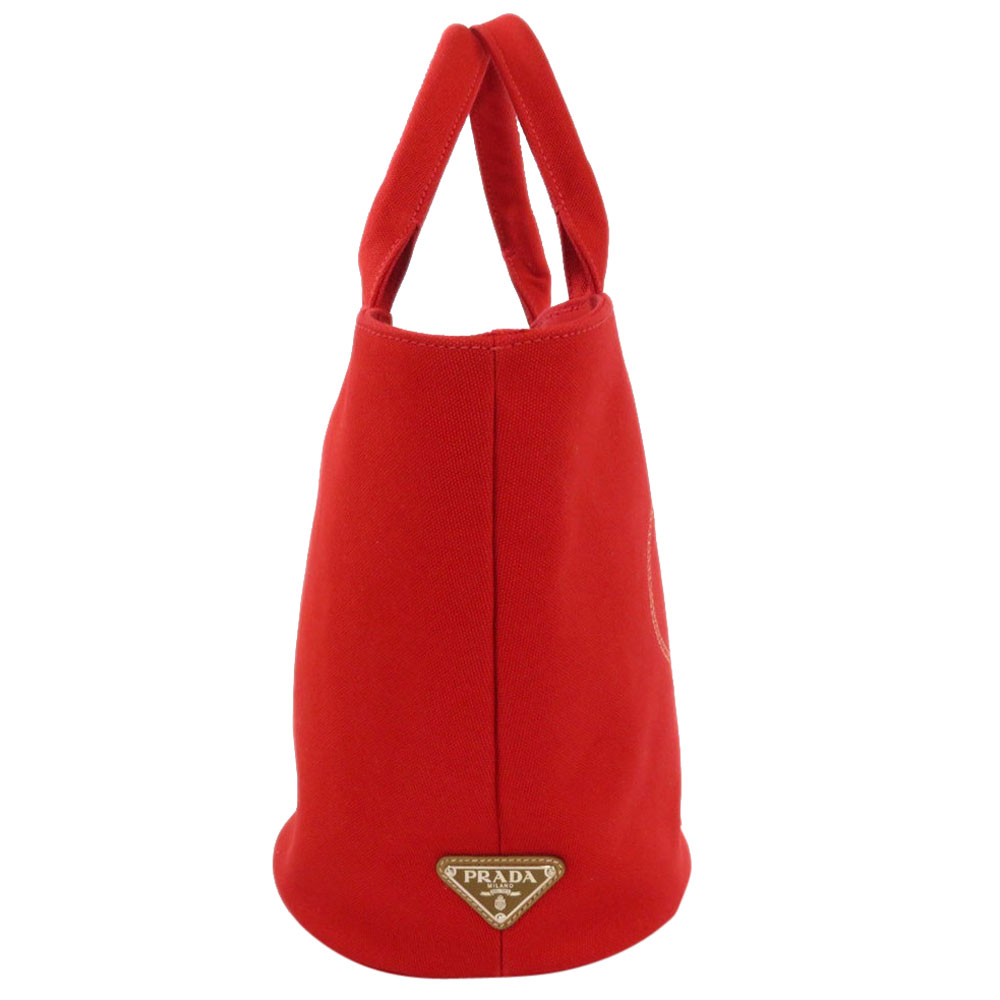 

Prada Red Canapa Canvas 1BG186 Tote Bag