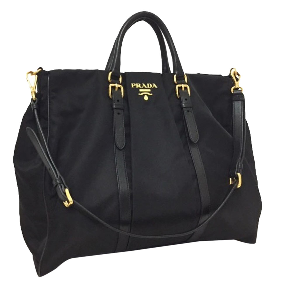 prada black leather tote