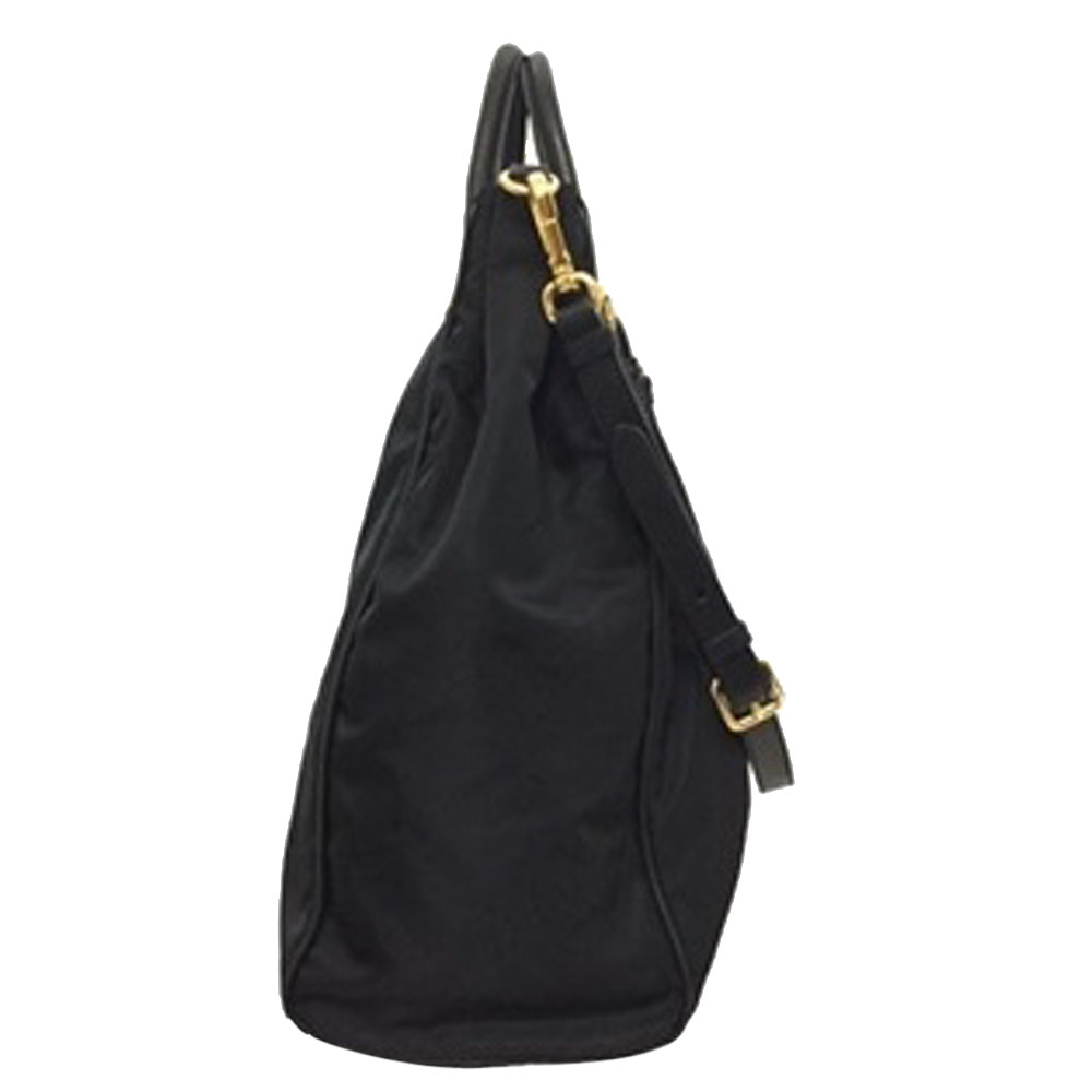 

Prada Black Nylon Leather Tote Bag