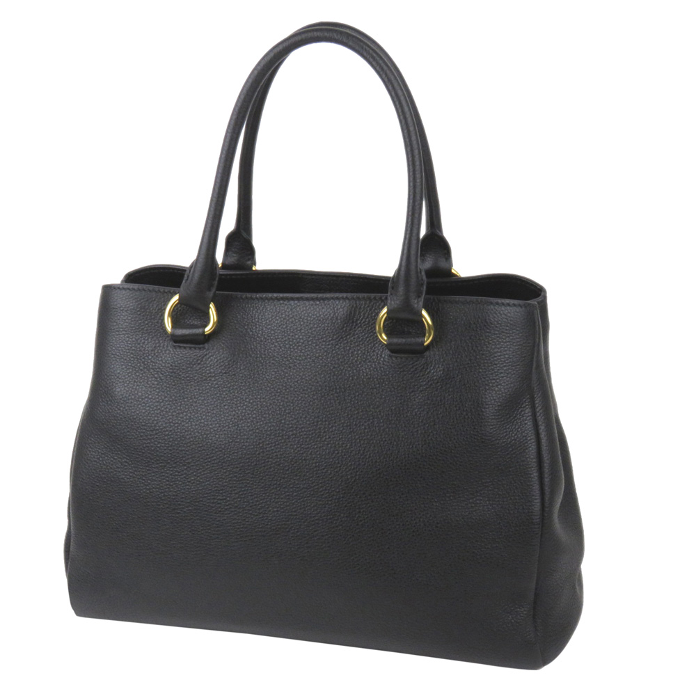 

Prada Black Leather Vitello Daino Satchel Bag