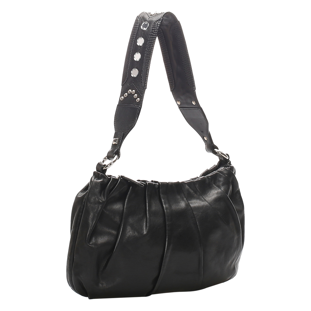 

Prada Black Gathered Leather Shoulder Bag