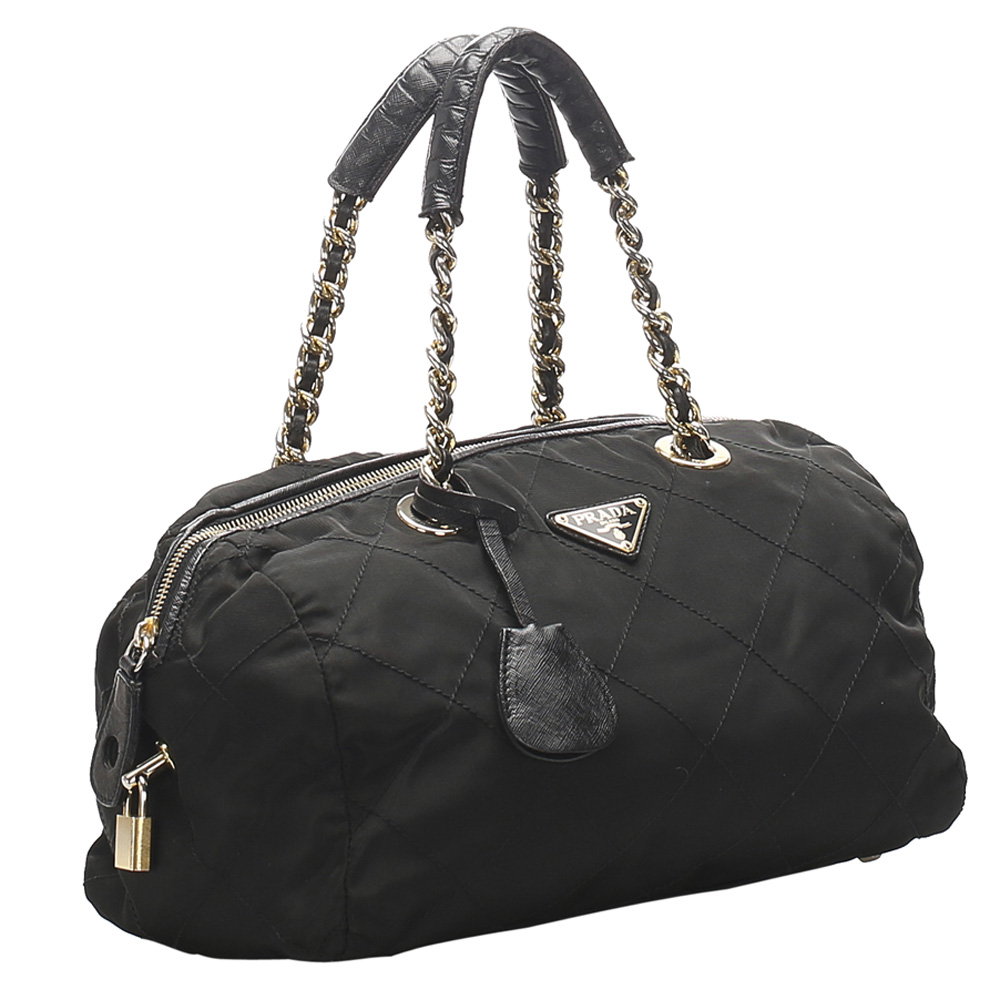 

Prada Black Nylon Quilted Tessuto Satchel Bag