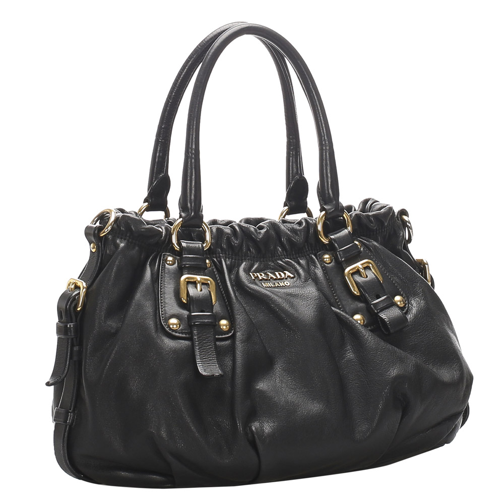 

Prada Black Nappa Leather Gaufre Satchel Bag