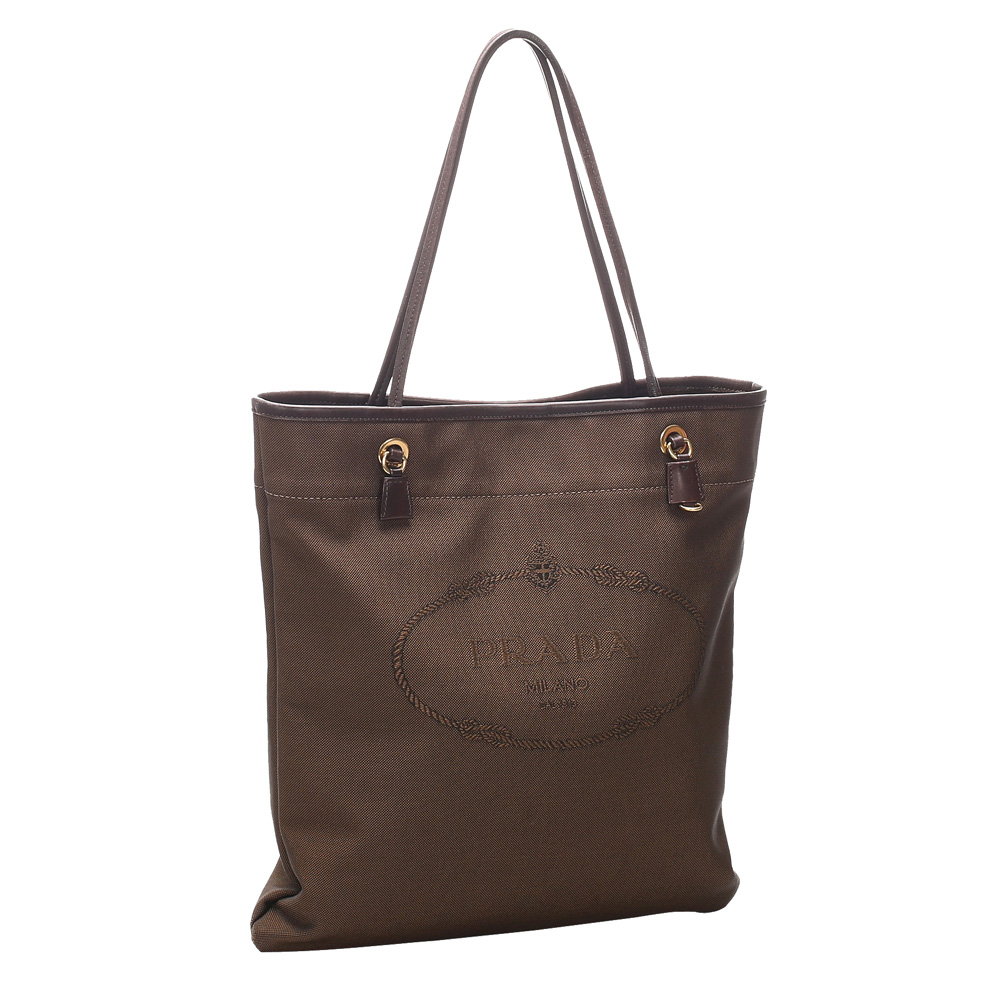 

Prada Brown Canvas Canapa Tote Bag