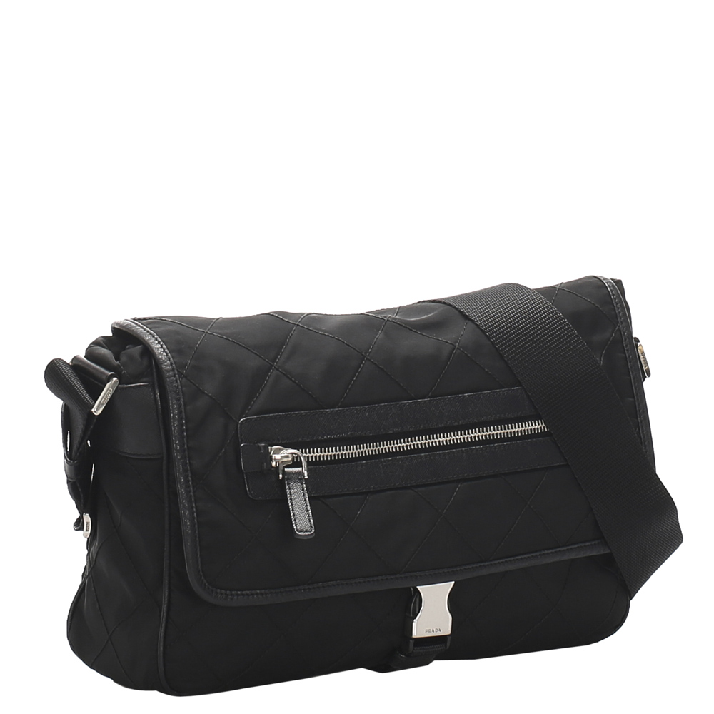 

Prada Black Quilted Tessuto Nylon Crossbody Bag