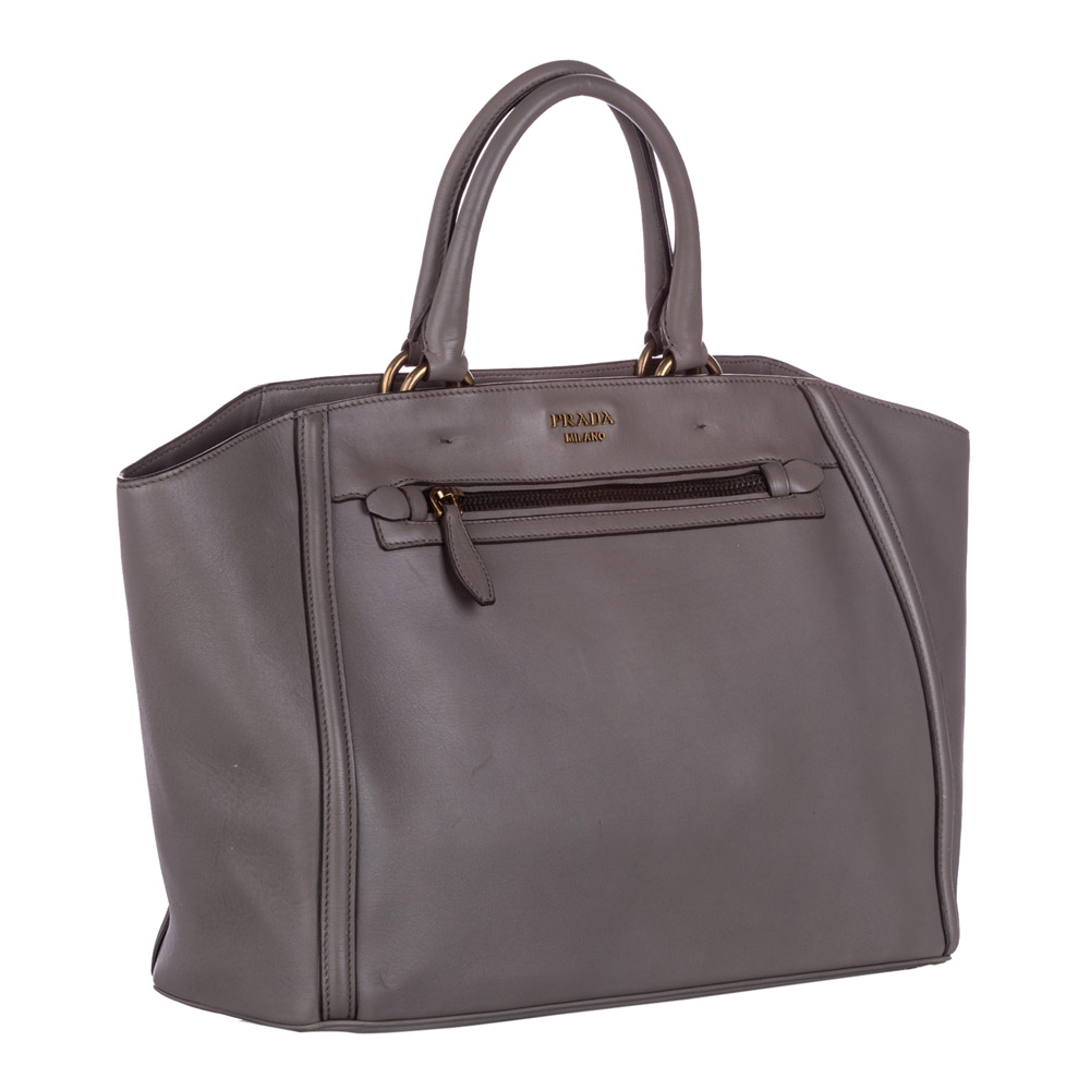 

Prada Grey Leather Tote Bag