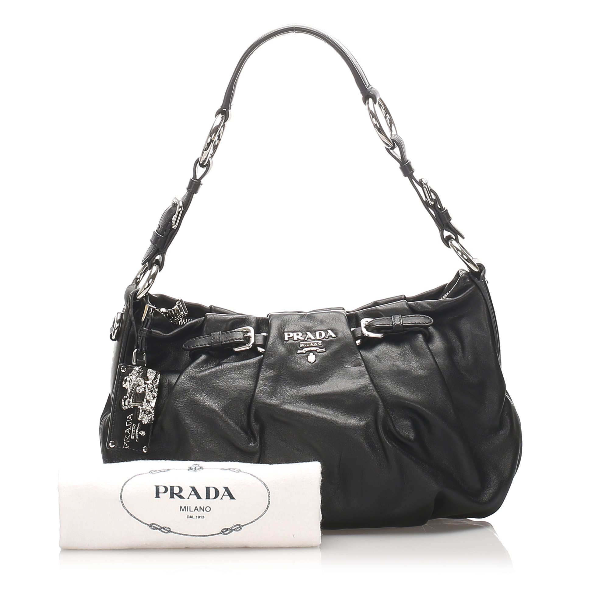 prada black leather hobo bag