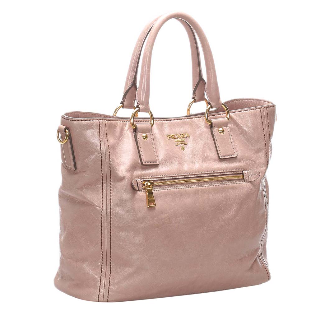

Prada Brown/Beige Leather Vitello Daino Satchel Bag