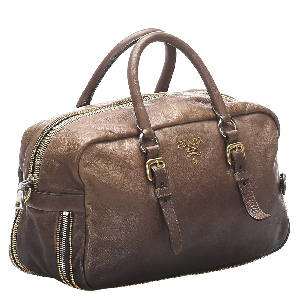 

Prada Ombre Leather Satchel Bag, Brown