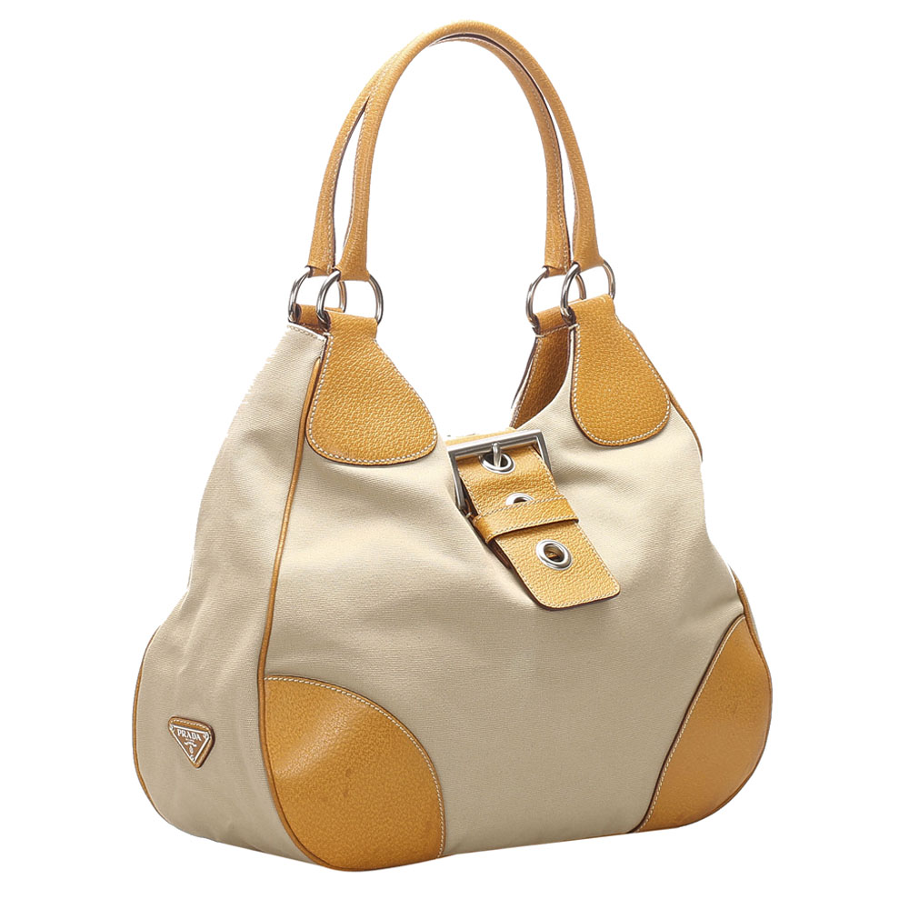 

Prada Brown/Beige Canvas Large Shoulder Bag