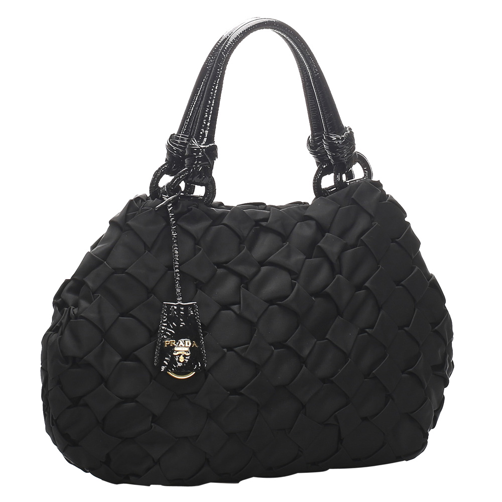 

Prada Black Gathered Nylon Tote Bag