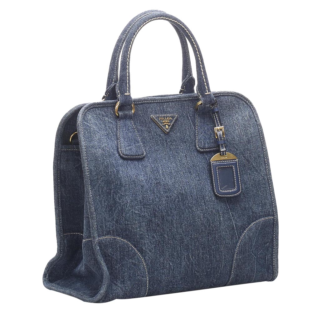 

Prada Blue Denim Satchel Bag