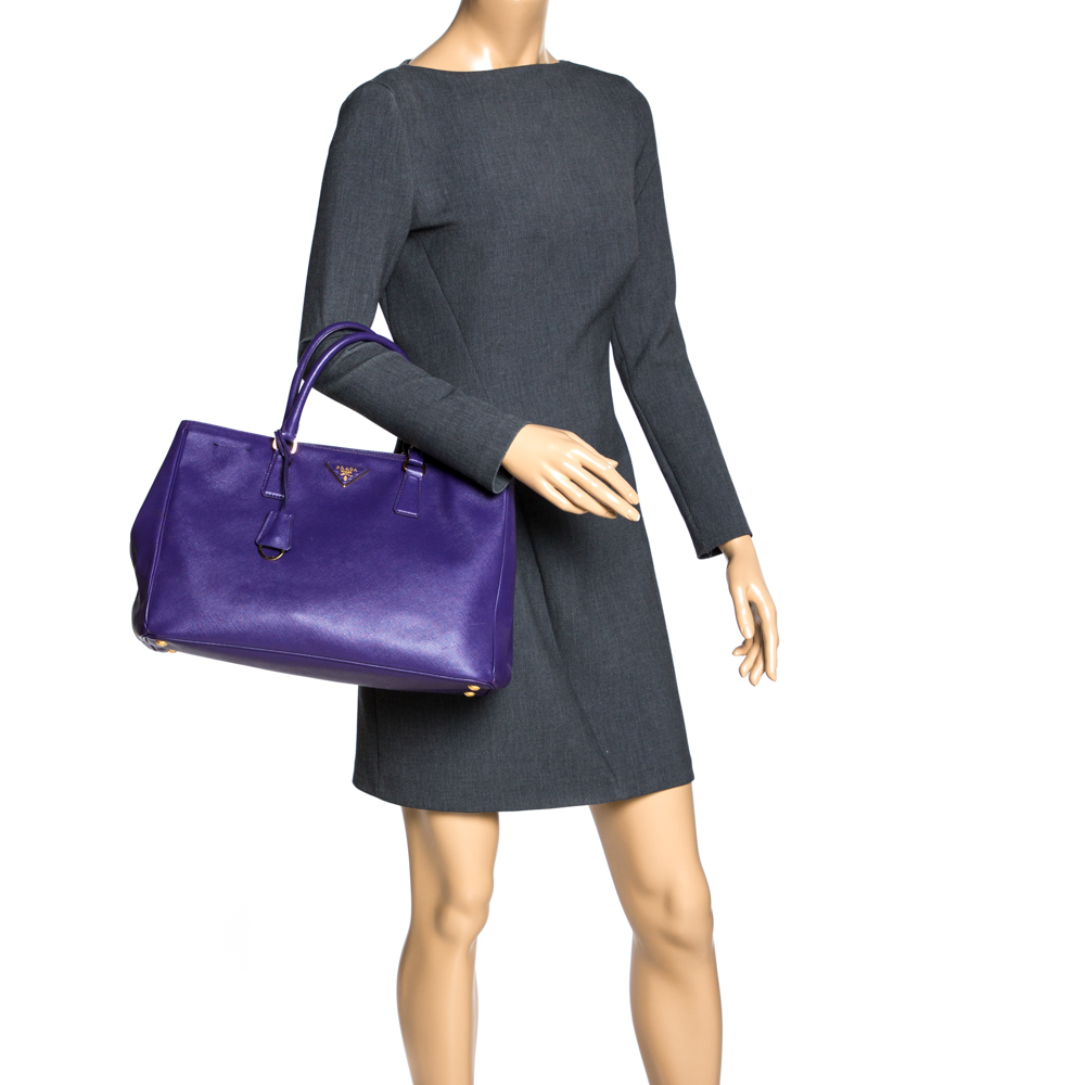 

Prada Purple Saffiano Lux Leather Snap Tote