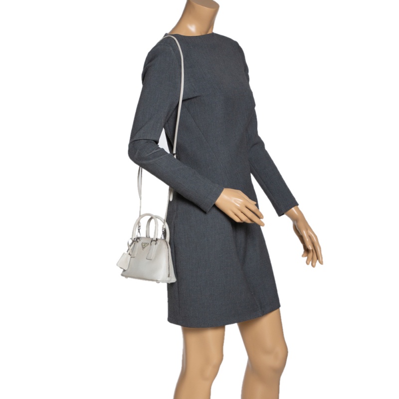 

Prada Cream Saffiano Lux Leather Mini Promenade Crossbody Bag