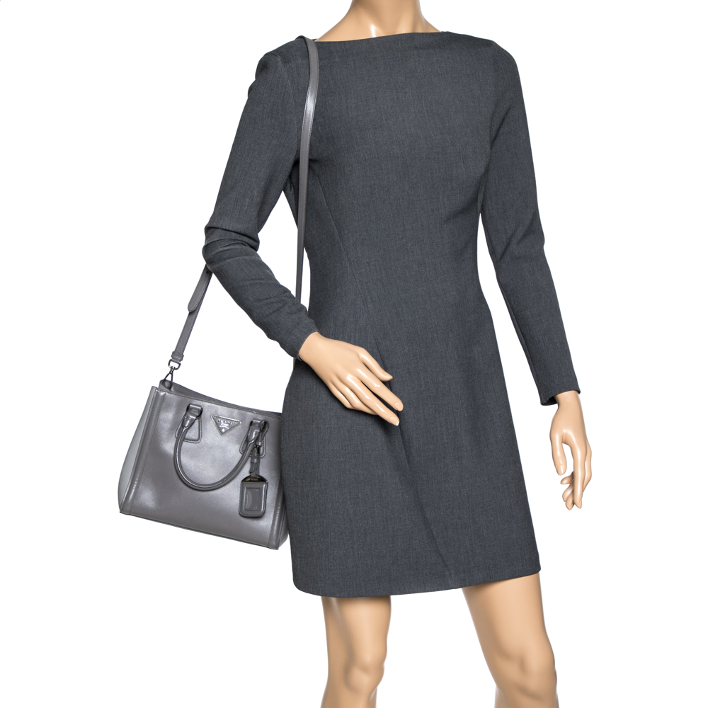 

Prada Grey Saffiano Lux Leather Tote