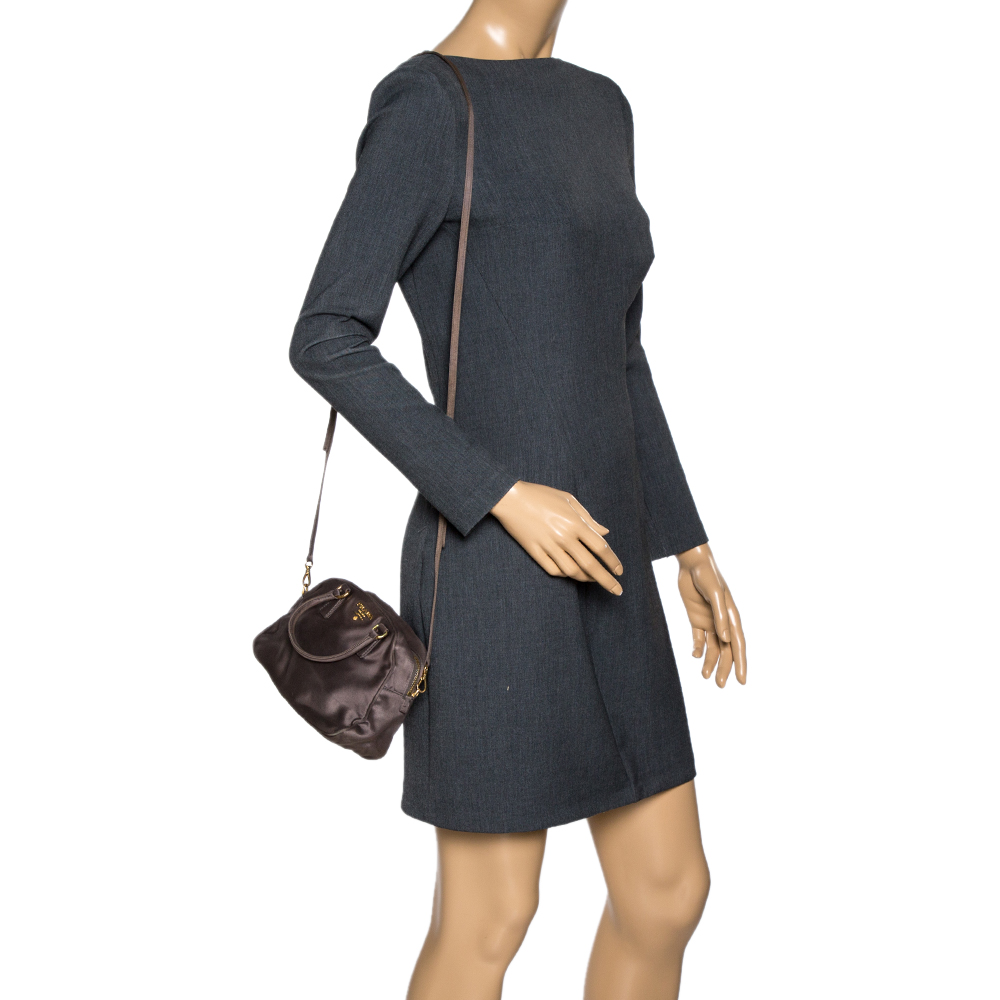 

Prada Grey Satin Mini Promenade Crossbody Bag