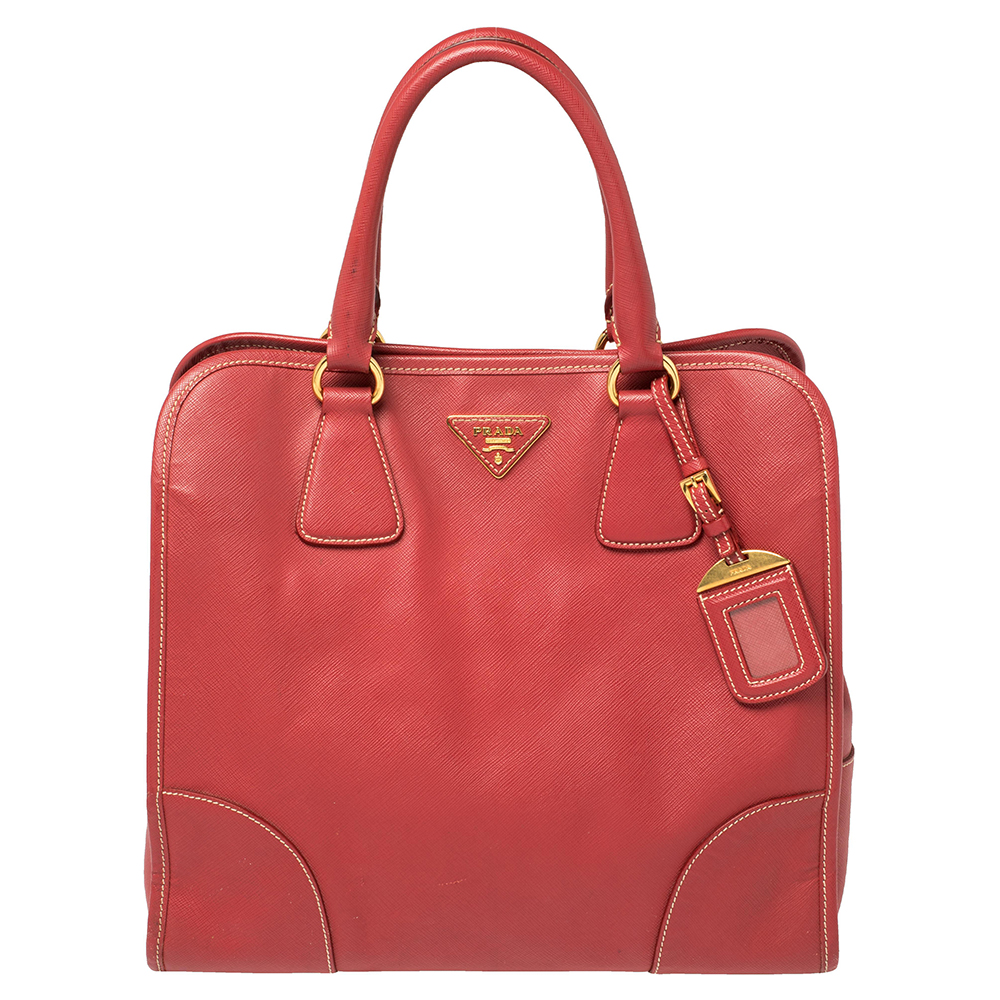Pre-owned Prada Red Saffiano Lux Leather Tote