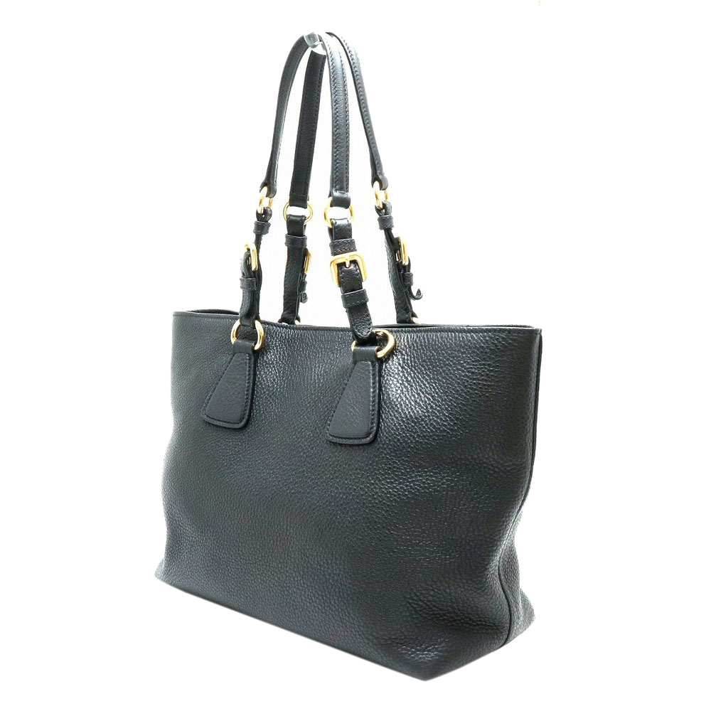 

Prada Black Leather Vitello Daino Tote Bag