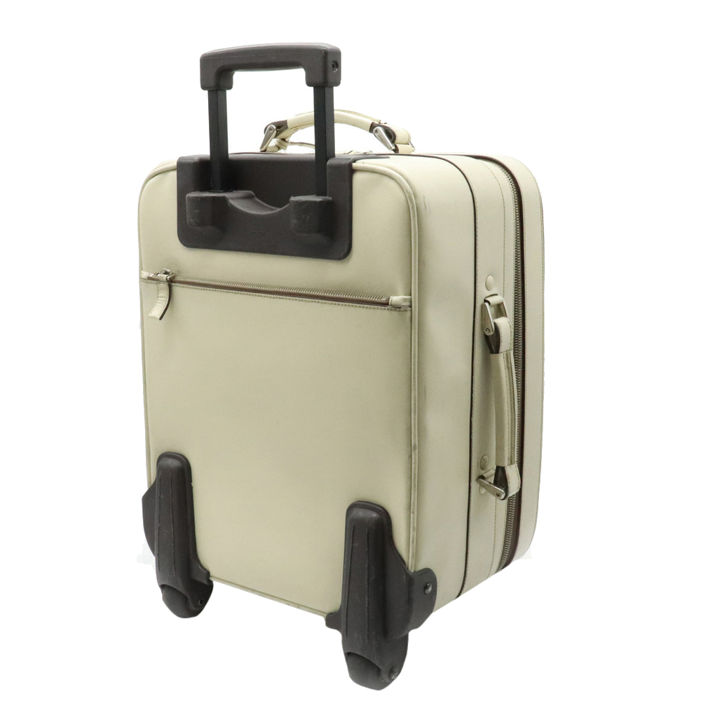 

Prada Ivory Saffiano Leather Trolley Luggage, White