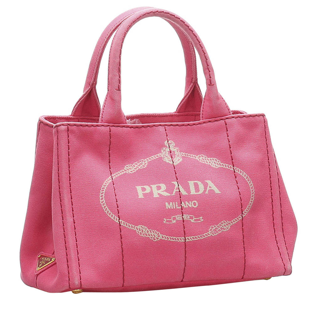 

Prada Pink Canvas Canapa Totes