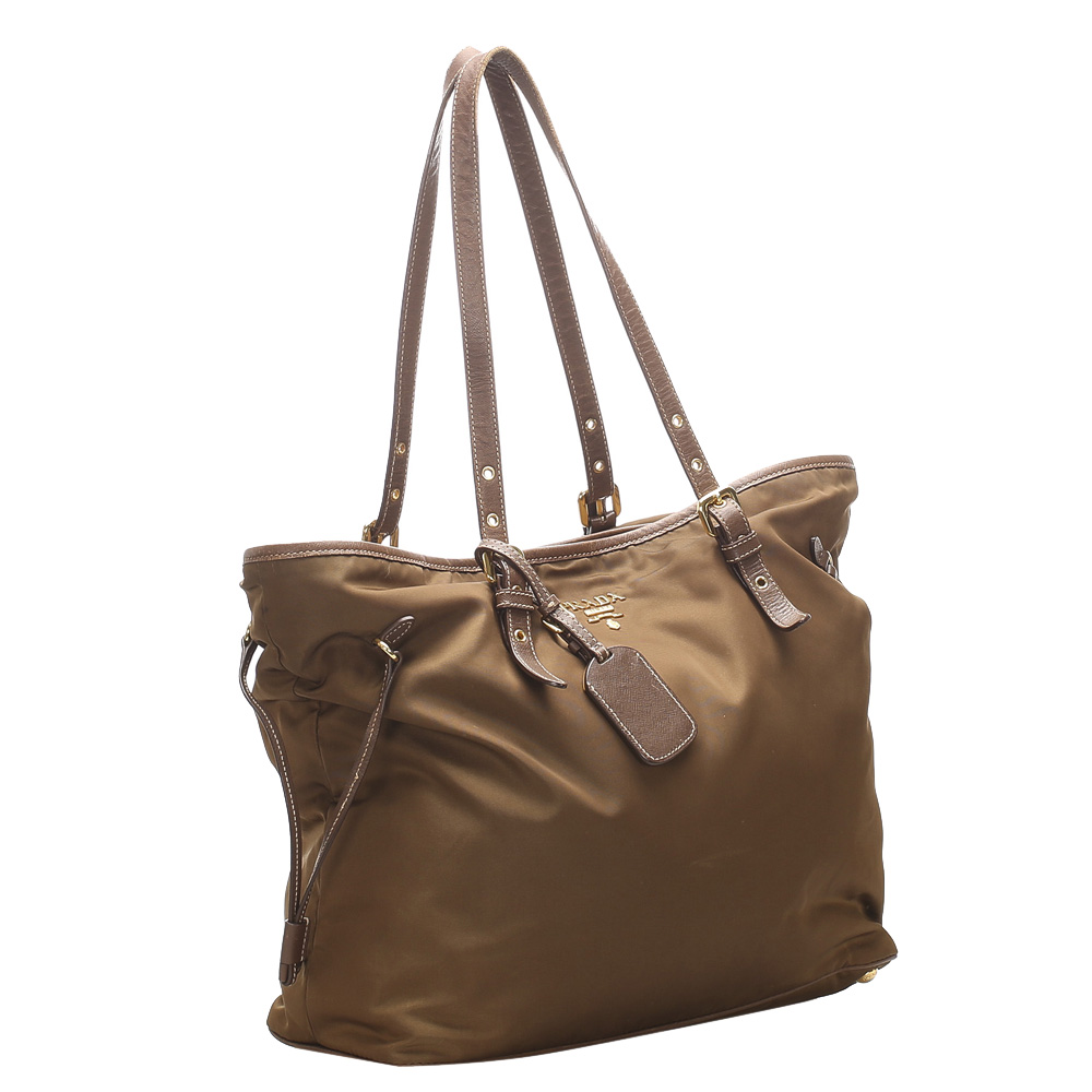 

Prada Brown Fabric, Nylon Tessuto Totes