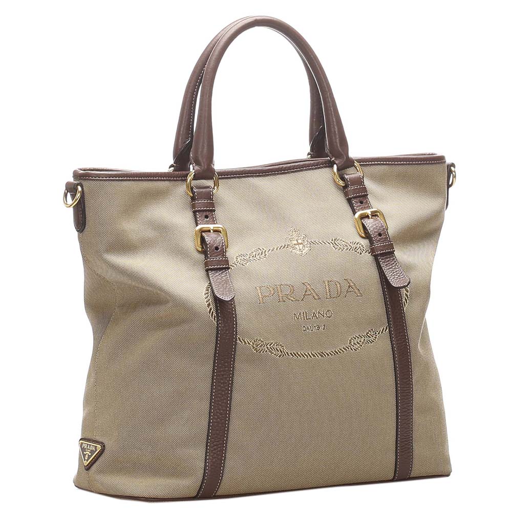 

Prada Beige/Brown Canvas Canapa Satchel Bag