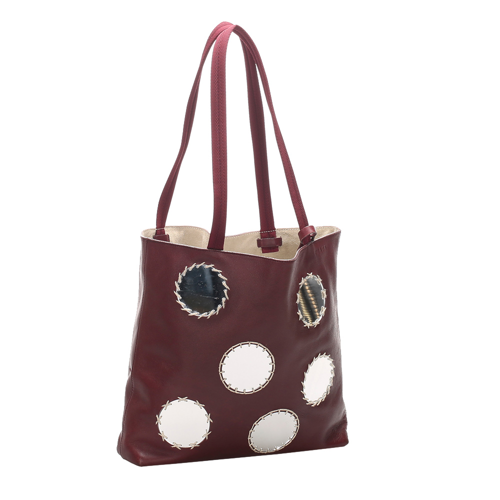 

Prada Red Calf Leather Mirror Tote Bag