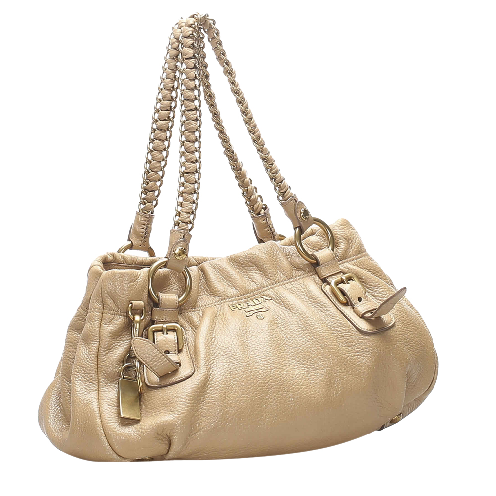 

Prada Brown Leather Chain Tote Bag
