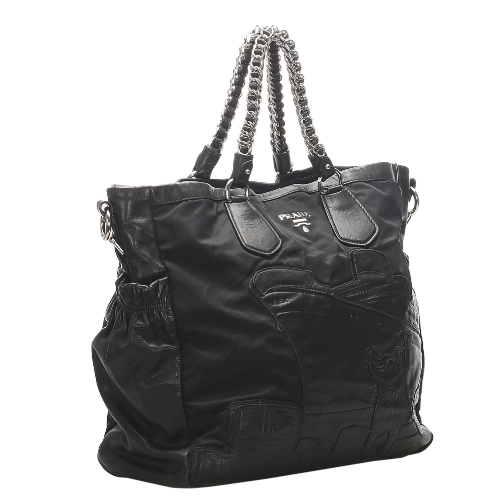 

Prada Black Leather, Nylon Tote