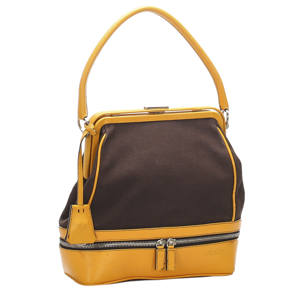 

Prada Brown/Yellow Canvas Shoulder Bag