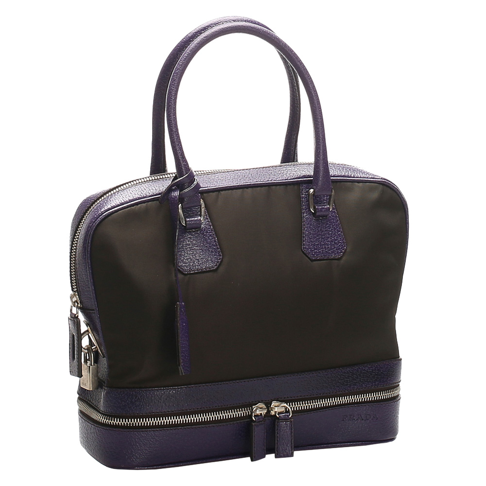 

Prada Green/Purple Nylon Satchel Bag
