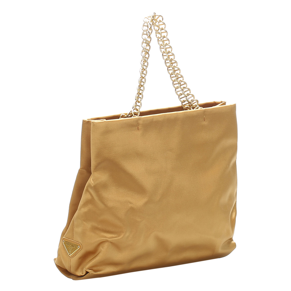 

Prada Gold Satin Tote Bag