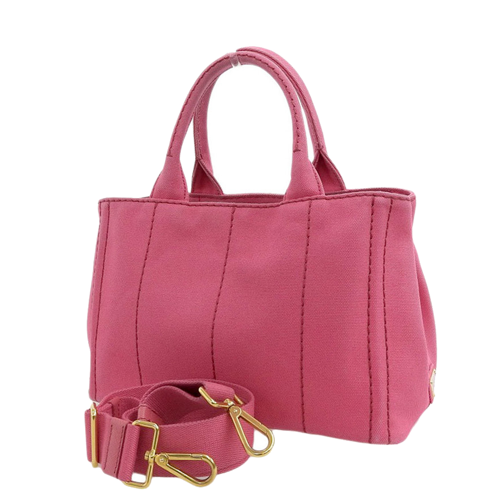 

Prada Pink Canvas Canapa Mini Tote