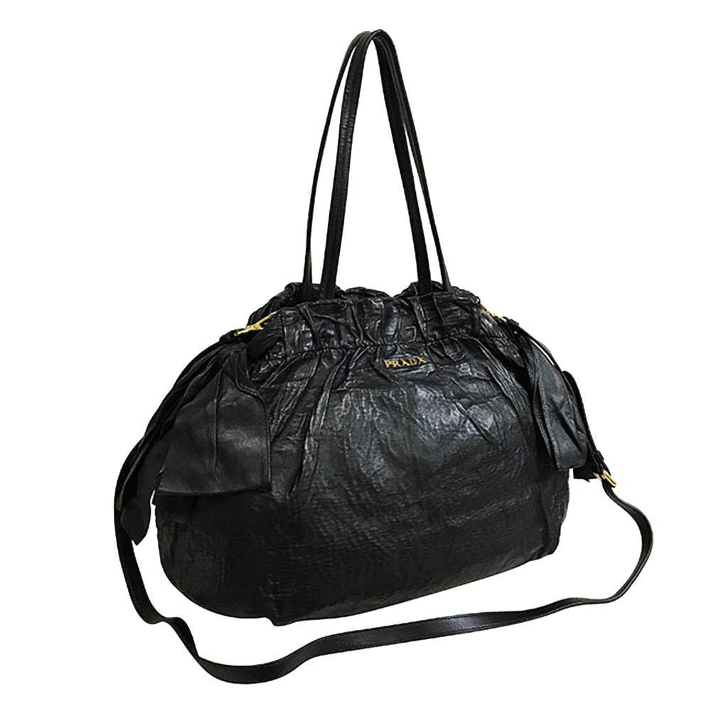 

Prada Black Wrinkled Leather Antik Bow Tote