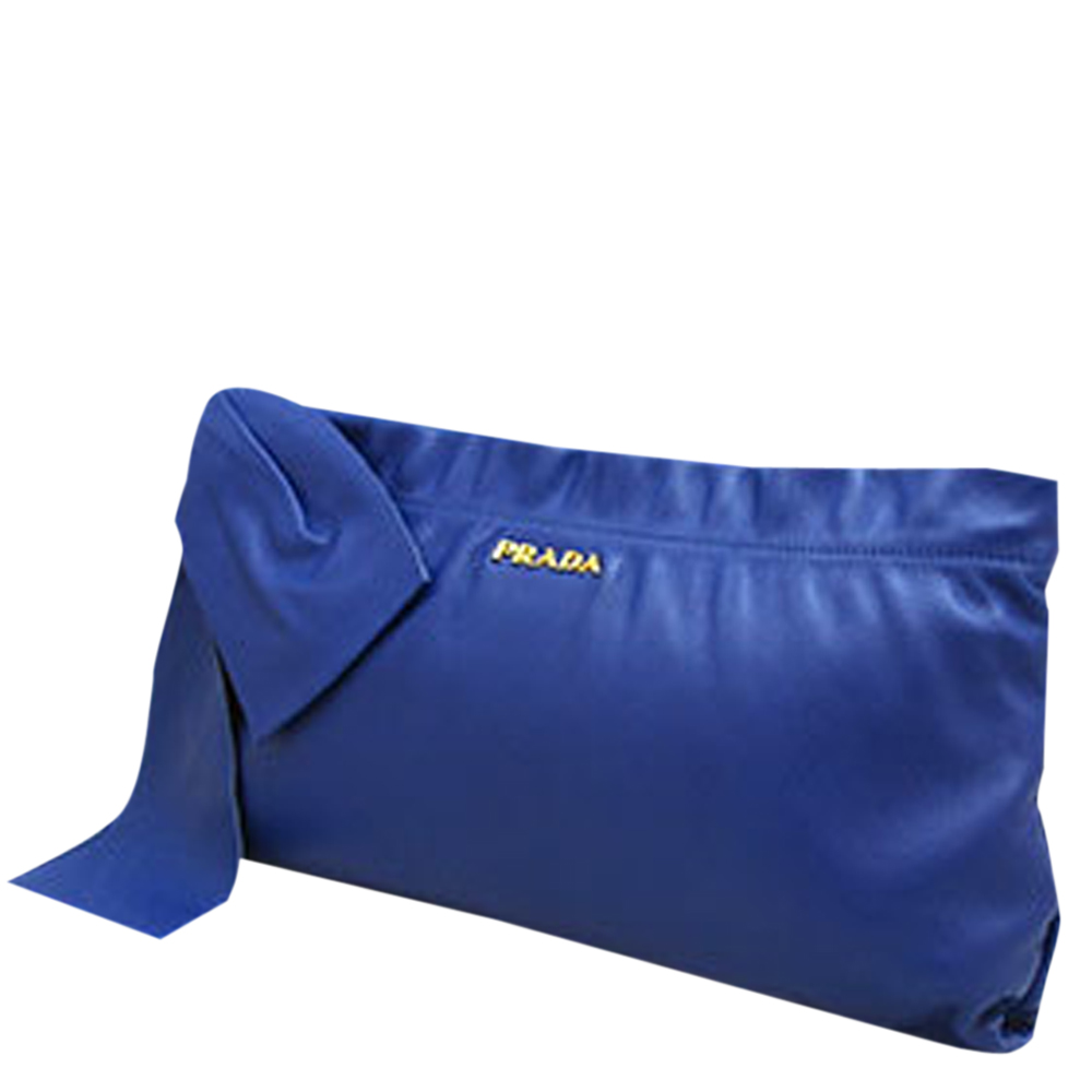 

Prada Blue Leather Bow Vintage Clutch