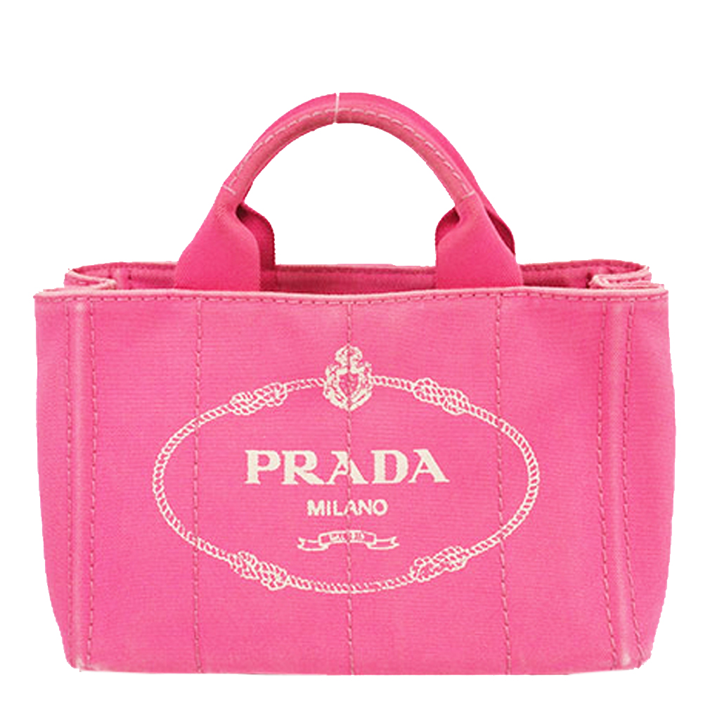 Pre Owned Prada Pink Canvas  Canapa Totes