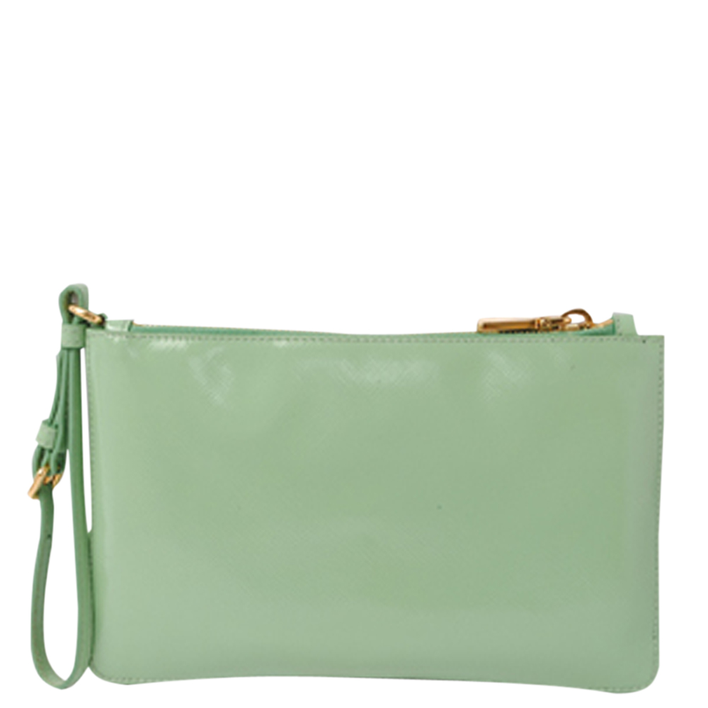 

Prada Green Saffiano leather Clutch