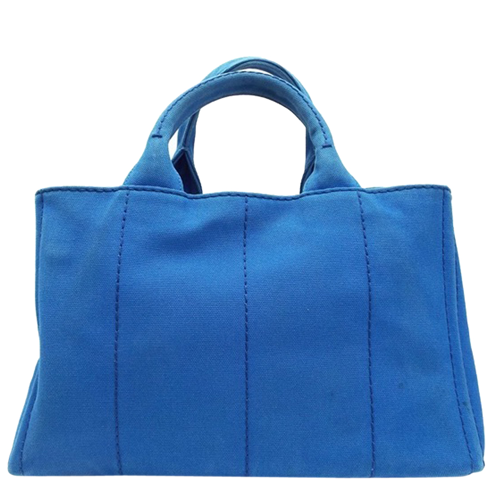 

Prada Blue Canvas Canapa Tote