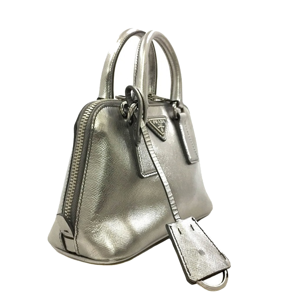 

Prada Silver Leather  Promenade Satchels