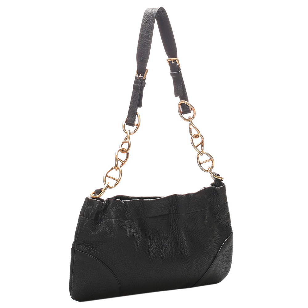

Prada Black Leather Vitello Daino Chain Shoulder Bag