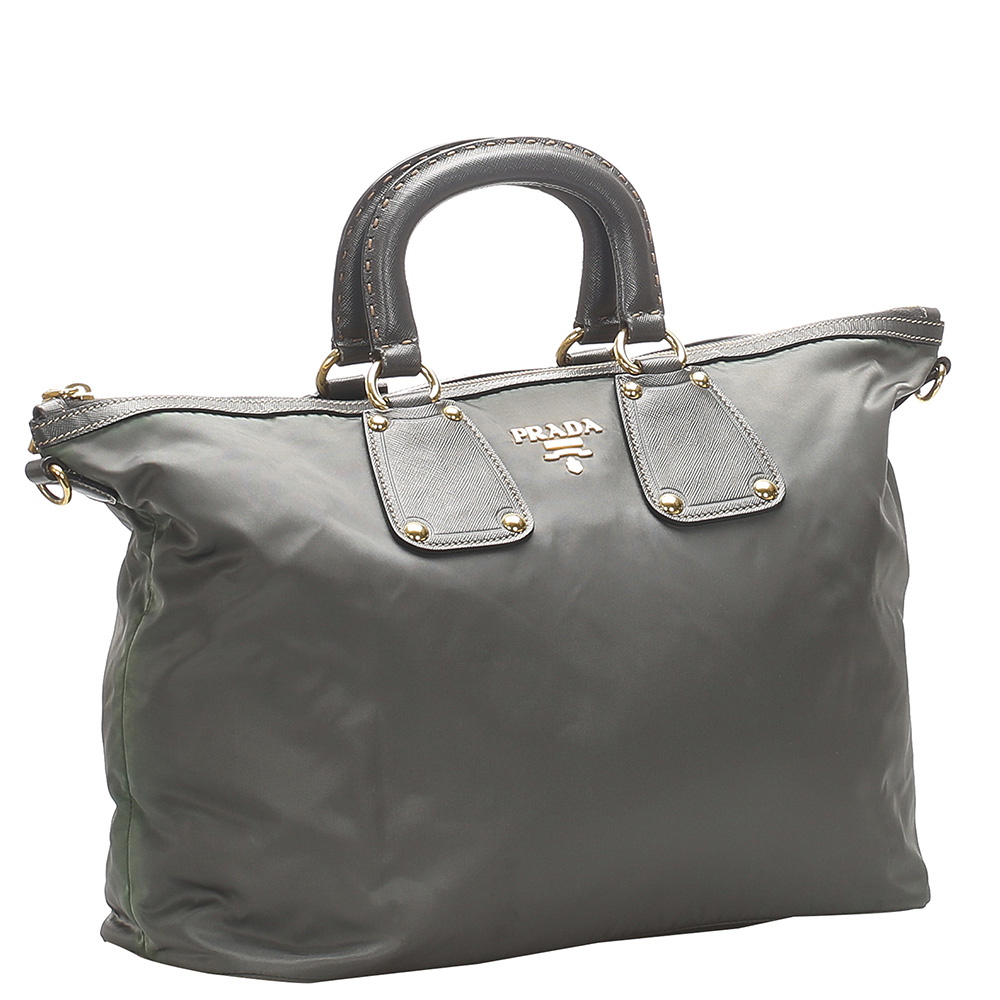 

Prada Gray Tessuto Nylon Satchel, Grey